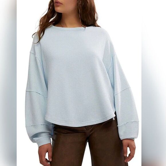 Free People Tops - Free People We The Free Total Eclipse Tee - Ice Water, Medium (M)